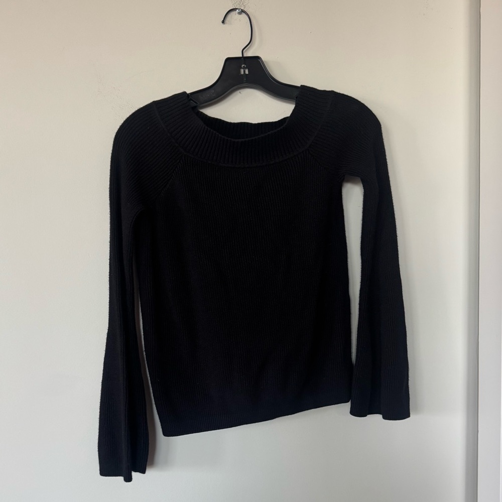 Lovers + Friends Black Ribbed Scoop Neck Sweater